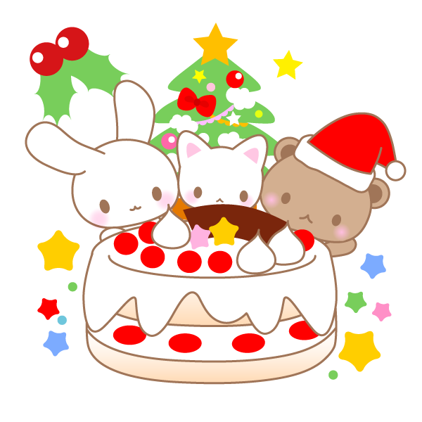 クリスマスケーキ くま パンダ 猫のイラスト 無料イラスト素材 素材ラボ