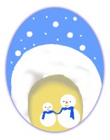 かまくらと雪だる…