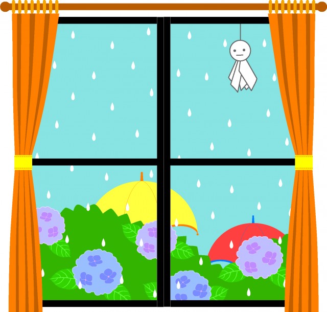 梅雨の窓 雨 無料イラスト素材 素材ラボ