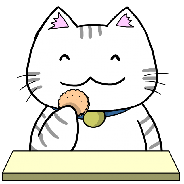 お菓子を食べる猫 無料イラスト素材 素材ラボ