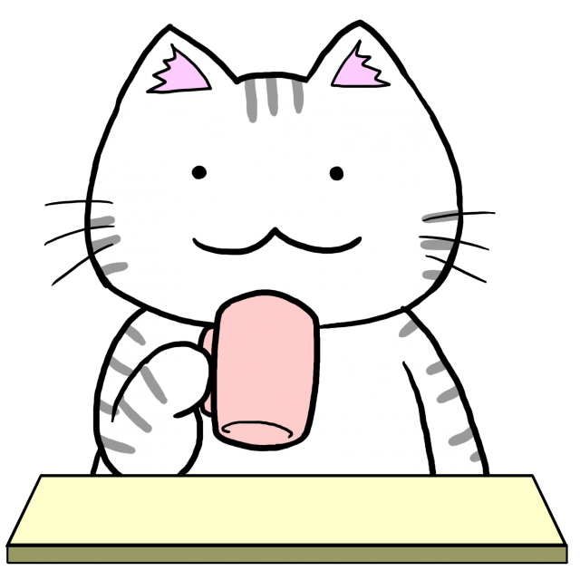 コーヒーを飲む猫 無料イラスト素材 素材ラボ
