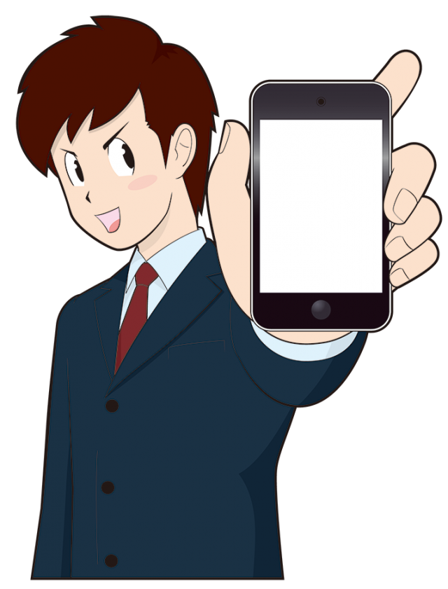 スマホ男性会社員 無料イラスト素材 素材ラボ