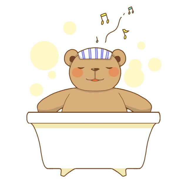 お風呂に入るクマさん 無料イラスト素材 素材ラボ