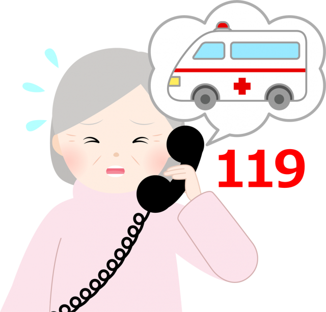 救急車を呼ぶおばあちゃん Csai Png 無料イラスト素材 素材ラボ