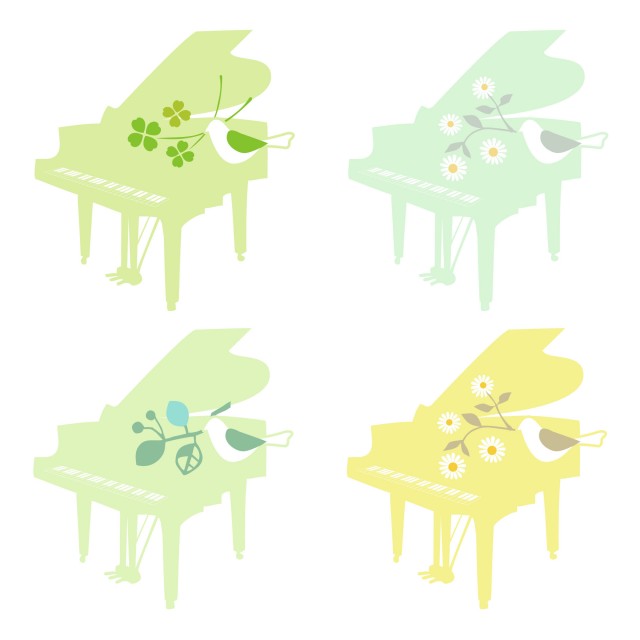 ピアノと小鳥のアイコンセット 無料イラスト素材 素材ラボ