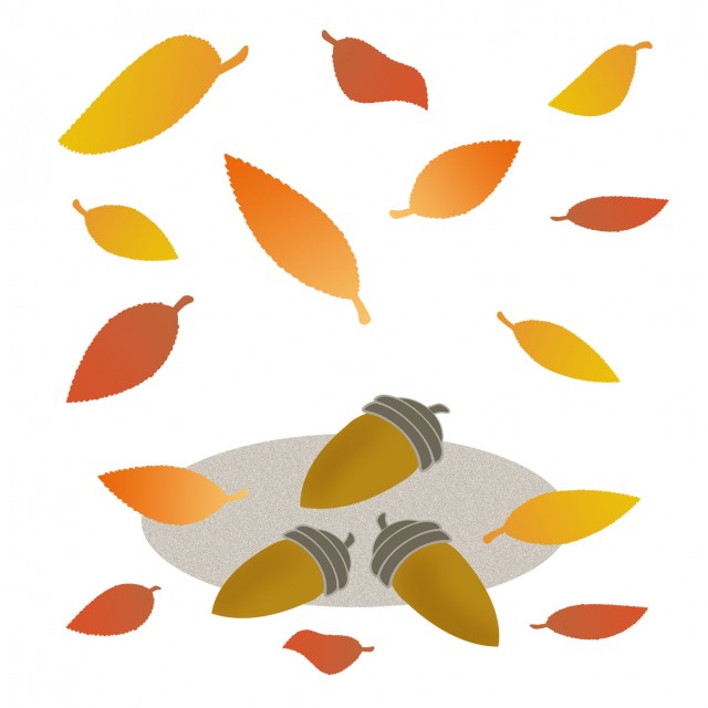 10月のイラスト 落ち葉とドングリ 無料イラスト素材 素材ラボ