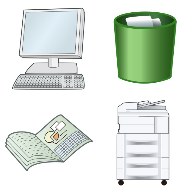 アイコン素材 ビジネス系 社内のパソコン 書類 コピー機など 無料イラスト素材 素材ラボ