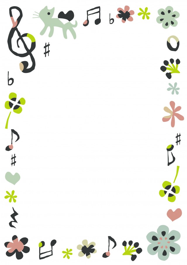 春の音楽フレーム 子猫 無料イラスト素材 素材ラボ