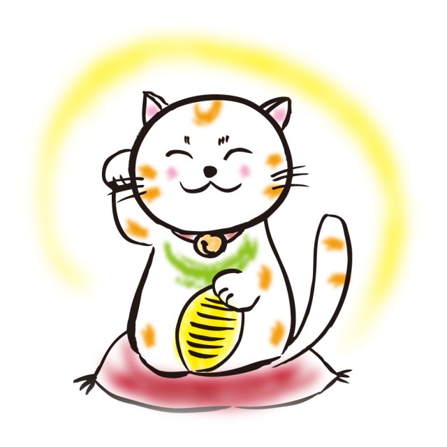 ワンポイントイラスト 絵手紙 手書き風 招き猫 無料イラスト素材 素材ラボ