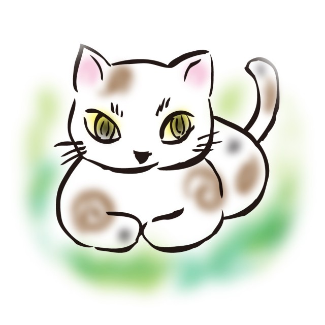 ワンポイントイラスト 絵手紙 手書き風 三毛猫 無料イラスト素材 素材ラボ