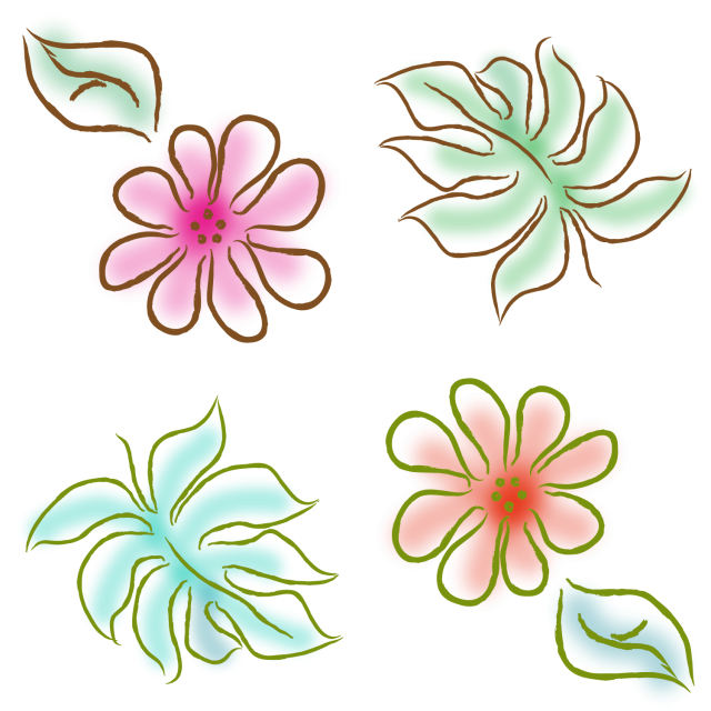 アイコン素材 ハワイ柄 花とはっぱ 無料イラスト素材 素材ラボ