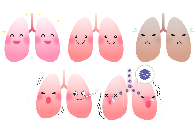 肺キャラクターセット Csai Png 無料イラスト素材 素材ラボ