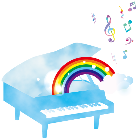 ピアノと虹のイラスト2 透過png Jpg 無料イラスト素材 素材ラボ