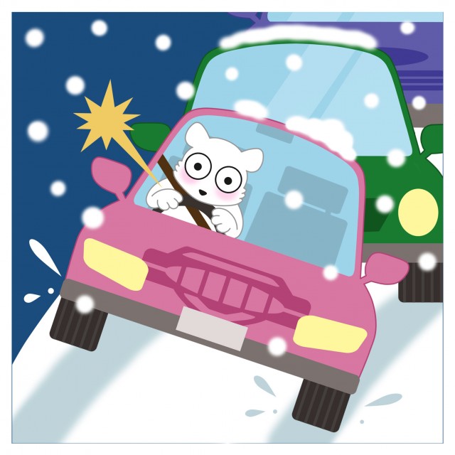 交通のイラスト 雪の日の運転 無料イラスト素材 素材ラボ