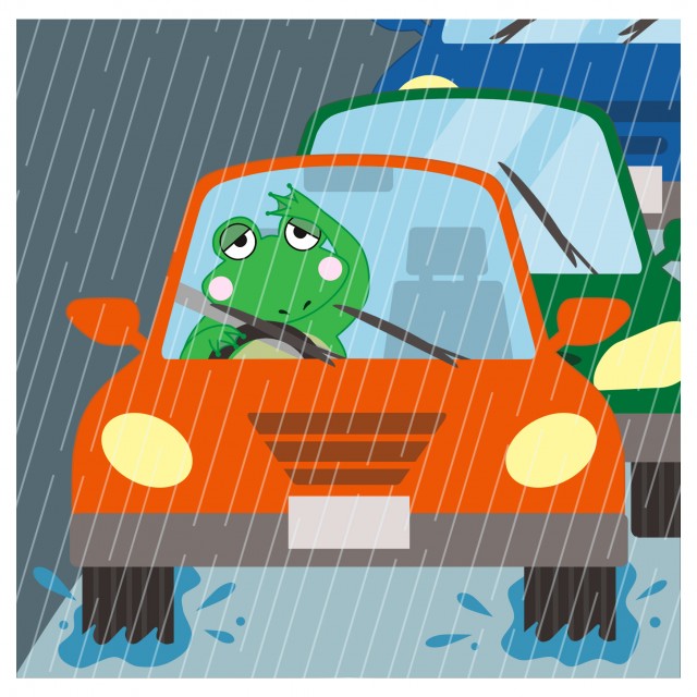 交通のイラスト 雨の日の運転 無料イラスト素材 素材ラボ