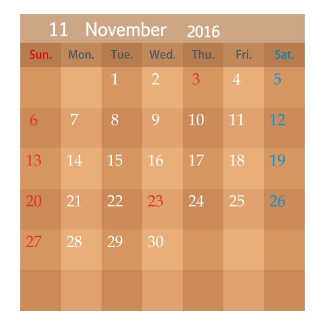 カレンダー 035 2016年11月 Jpg Ping Gif 無料イラスト素材 素材ラボ