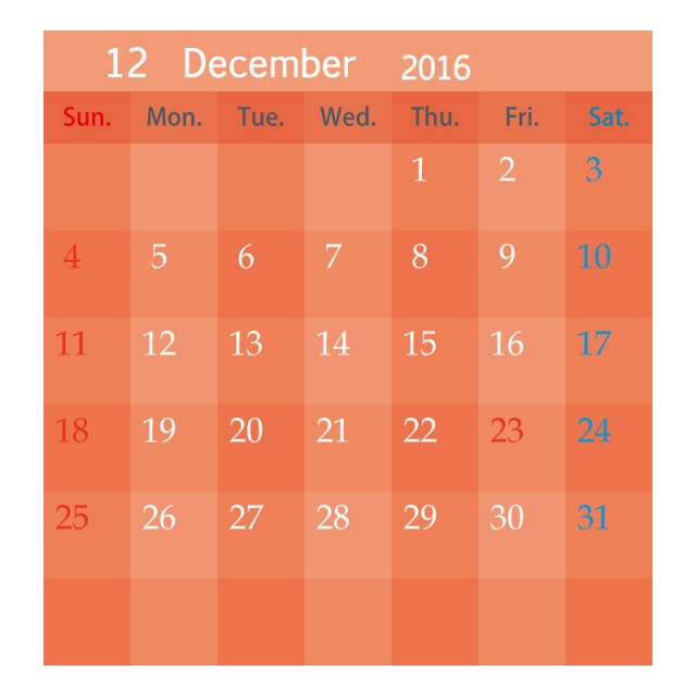 カレンダー 036 16年12月 Jpg Ping Gif 無料イラスト素材 素材ラボ