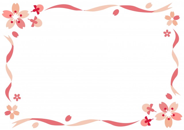 桜とピンクのリボンのフレーム 無料イラスト素材 素材ラボ