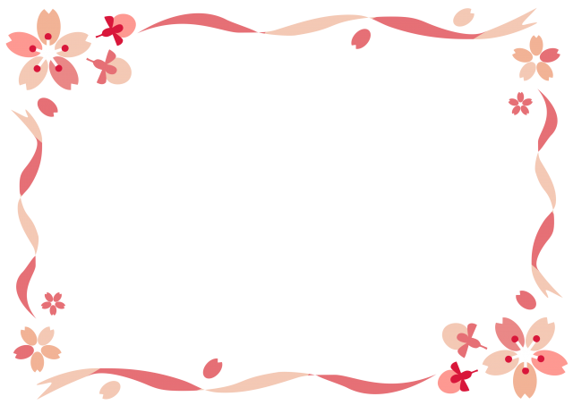 桜とピンクのリボンのフレーム 無料イラスト素材 素材ラボ