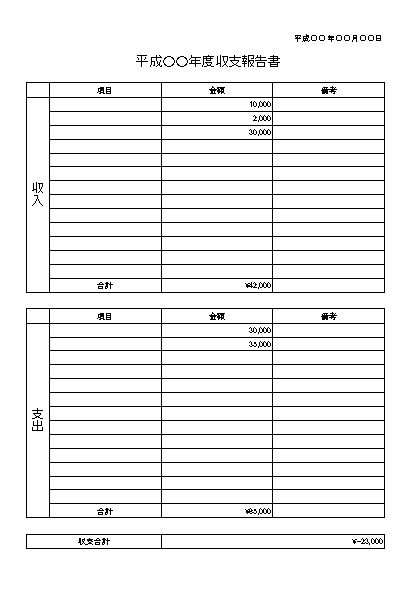 エクセル 収支報告書テンプレート 雛形 2 無料イラスト素材 素材ラボ