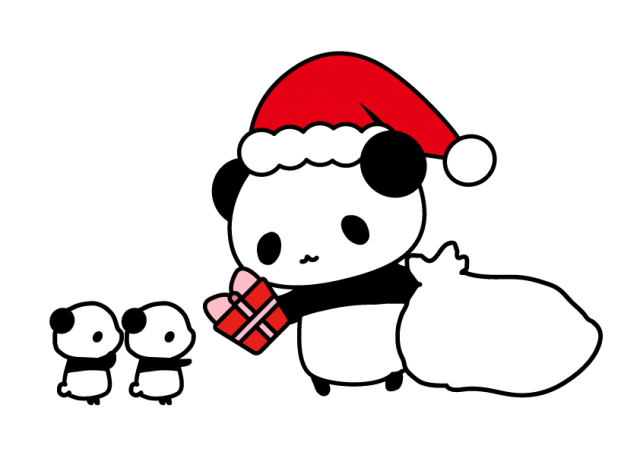 パンダのサンタさんがクリスマスプレゼント 無料イラスト素材 素材ラボ