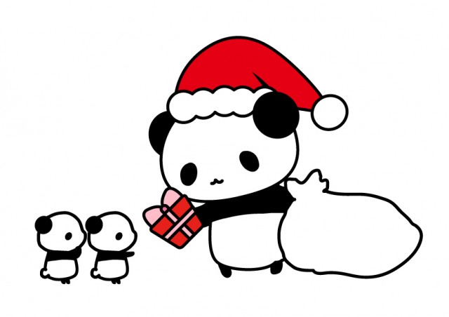 パンダのサンタさんがクリスマスプレゼント 無料イラスト素材 素材ラボ