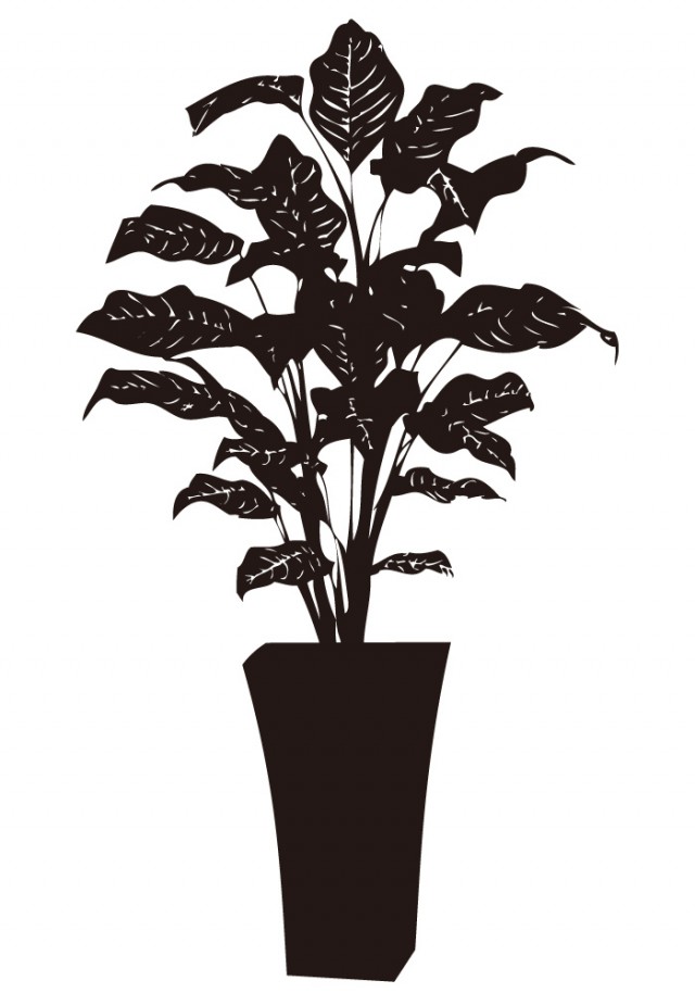 シルエット素材 鉢植え 花瓶の花 02 無料イラスト素材 素材ラボ