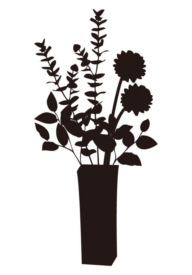 シルエット素材 鉢植え 花瓶の花 07 無料イラスト素材 素材ラボ