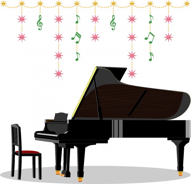 クリスマスの飾りとピアノ 無料イラスト素材 素材ラボ