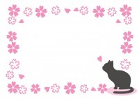 猫と桜のフレーム…