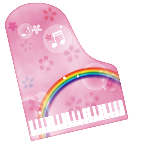 ピアノと桜 虹のイラスト 透過png Jpeg 無料イラスト素材 素材ラボ