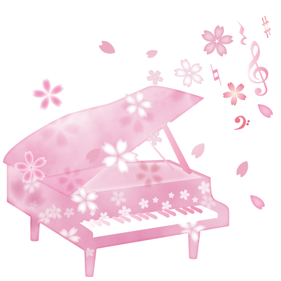 桜柄ピアノイラスト 透過png Jpg 音符 ト音記号 無料イラスト素材 素材ラボ