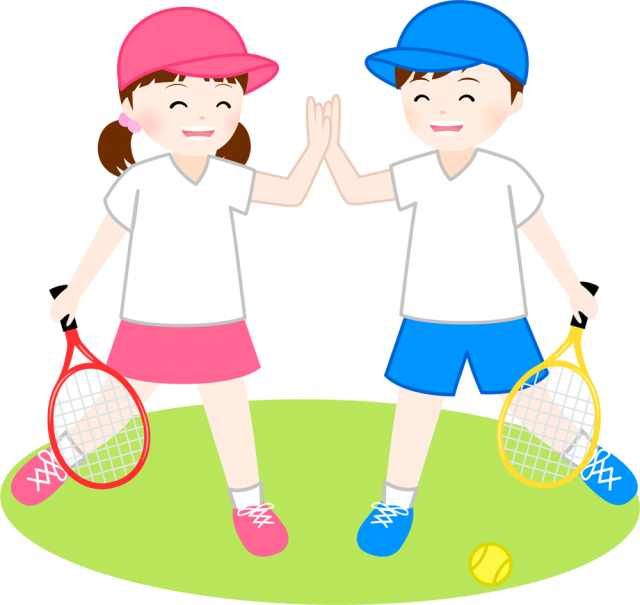 テニスでハイタッチする子ども Csai Png 無料イラスト素材 素材ラボ