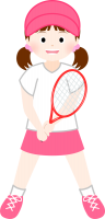 テニスをする女の…