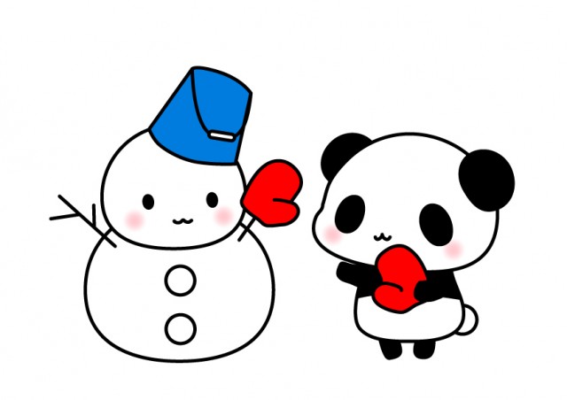 雪だるまとパンダちゃんのイラスト