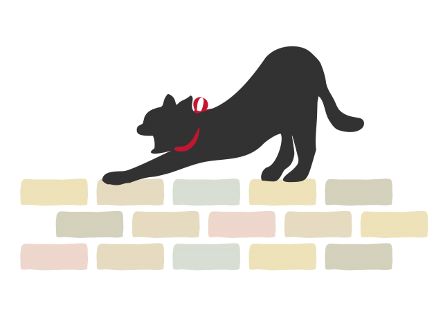 塀の上の伸び猫 無料イラスト素材 素材ラボ