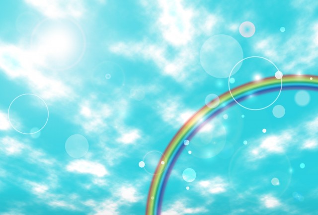 青空と虹のイラスト　背景