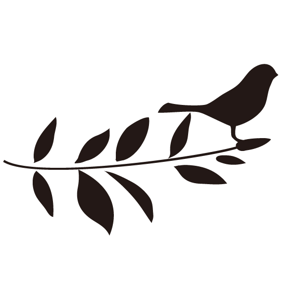 鳥と葉っぱのシルエットイラスト 無料イラスト素材 素材ラボ