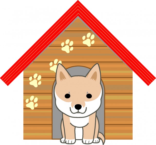犬小屋と犬 無料イラスト素材 素材ラボ