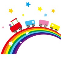 虹と電車のイラス…