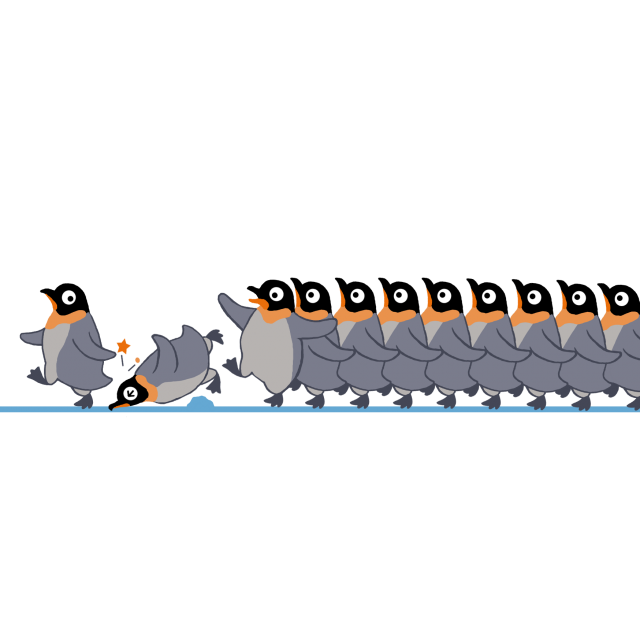 交通のイラスト ペンギンの行進 渋滞 無料イラスト素材 素材ラボ