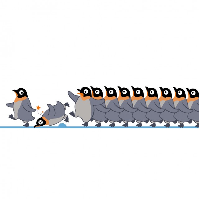交通のイラスト ペンギンの行進 渋滞 無料イラスト素材 素材ラボ
