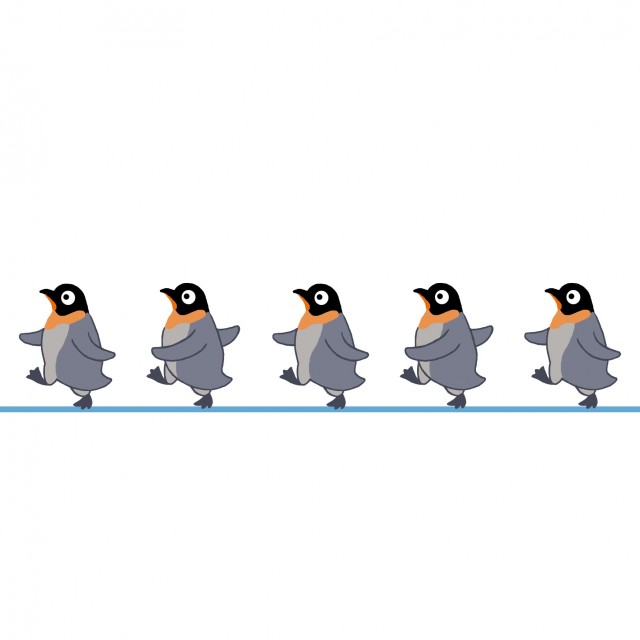 交通のイラスト ペンギンの行進 スムーズ 無料イラスト素材