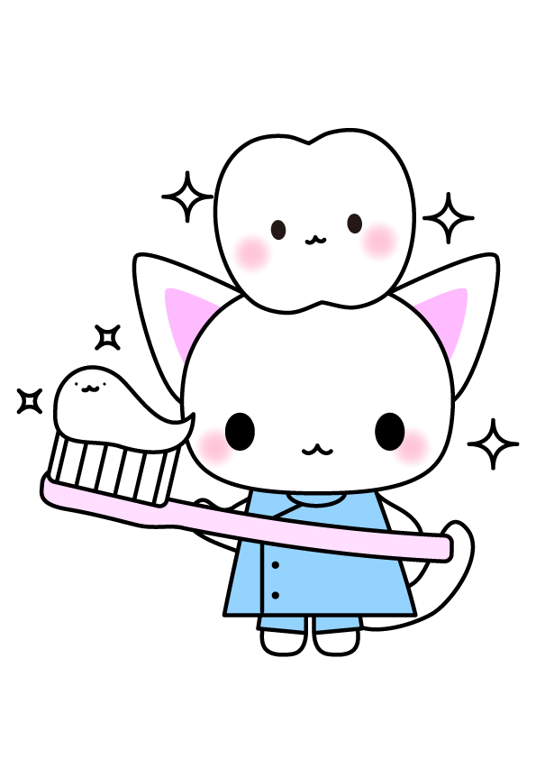 歯磨き指導 綺麗な歯と歯医者猫イラスト 無料イラスト素材 素材ラボ
