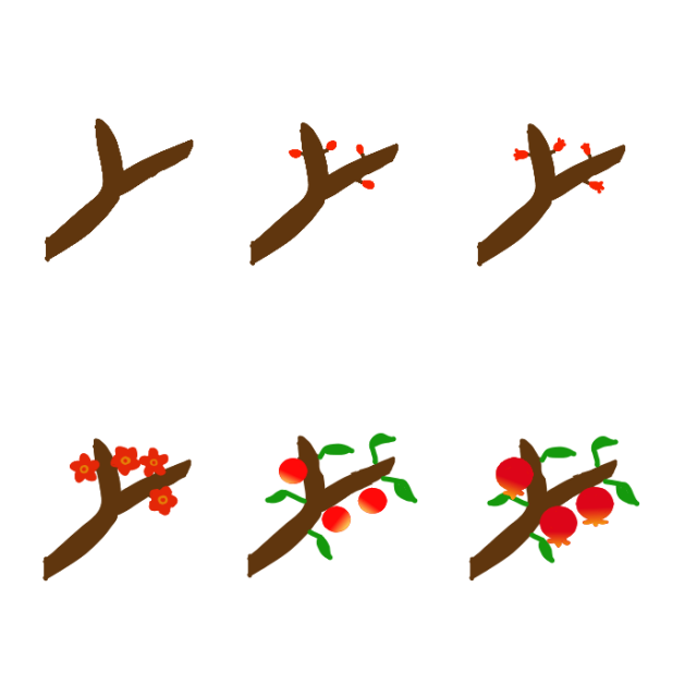 ザクロの木の生長 無料イラスト素材 素材ラボ