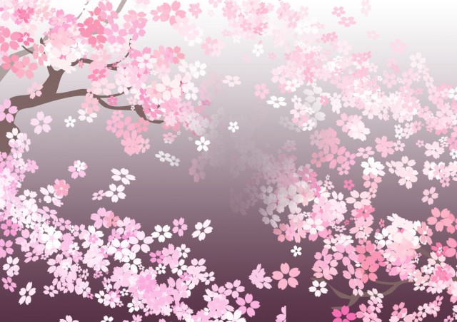 夜桜の風景 無料イラスト素材 素材ラボ