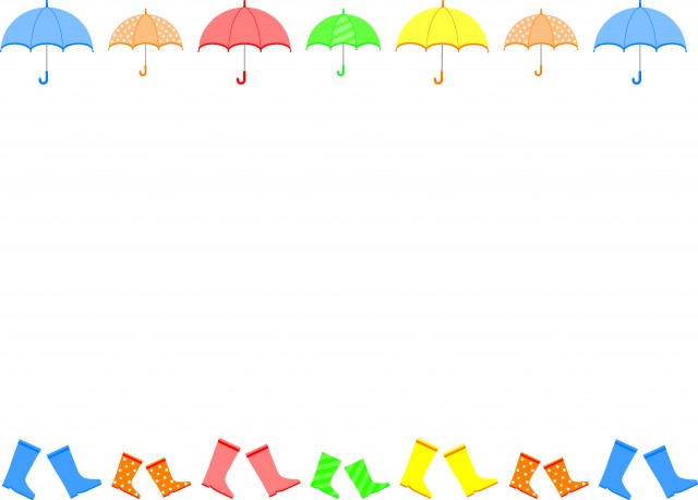 傘と長靴のラインのフレーム 無料イラスト素材 素材ラボ