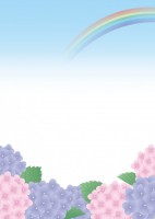 紫陽花と虹(縦)