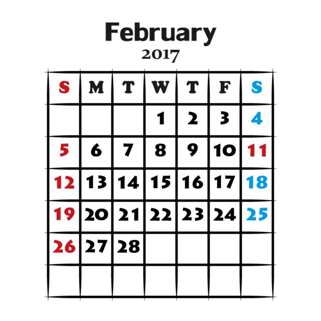 カレンダー 134 17年02月 Jpg Ping 無料イラスト素材 素材ラボ