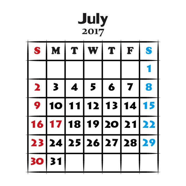 カレンダー 139 17年07月 Jpg Ping 無料イラスト素材 素材ラボ